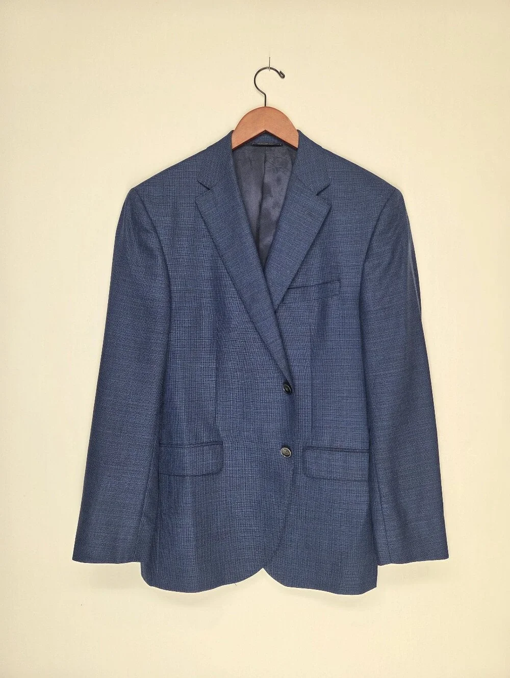 Jack Victor Elite 44R Blue Textured Blazer REDA Super 110's Wool Canada